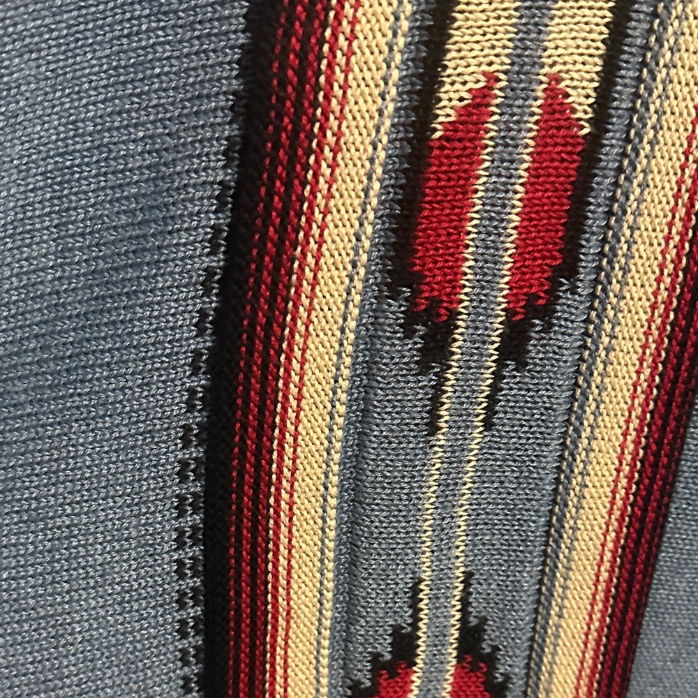 Chaps Blue Southwestern Open-Front Vest with Red Accents - Picture 9 of 12